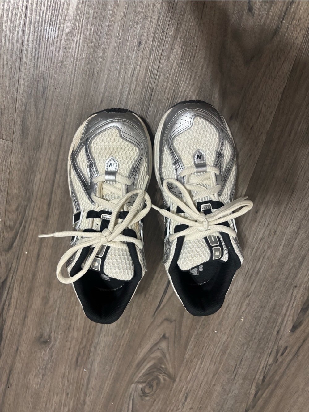 New Balance Kids White and Black Mesh Running Sneakers